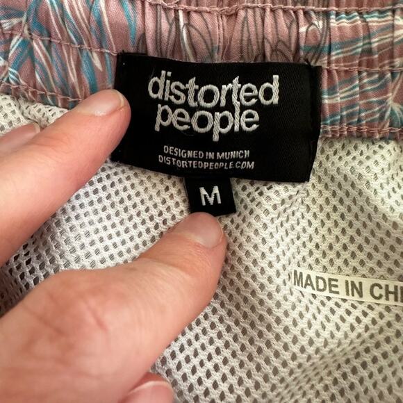 Distorted People Parrot Print Swim Board Shorts in Gray & Mauve - Picture 2 of 4